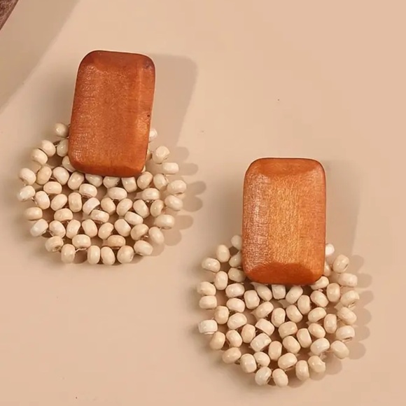 NEW| Bohemian Light Weight Wooden Pierced Earrings - Picture 2 of 6